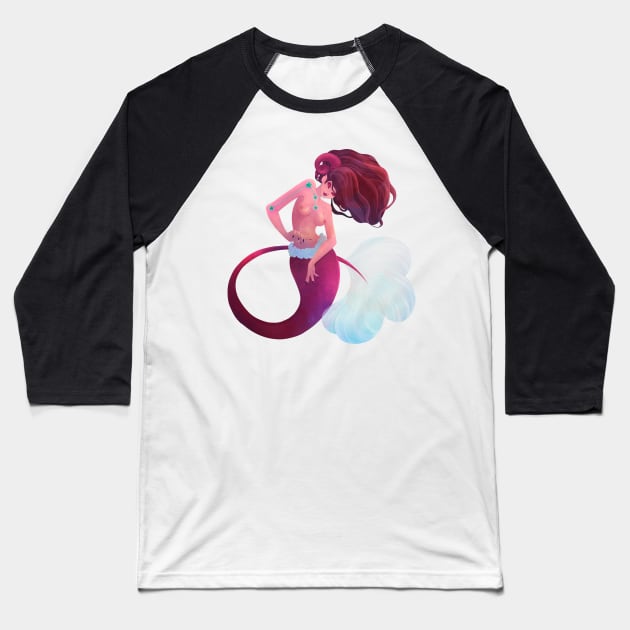 Aries Mermaid Baseball T-Shirt by lisaspiral